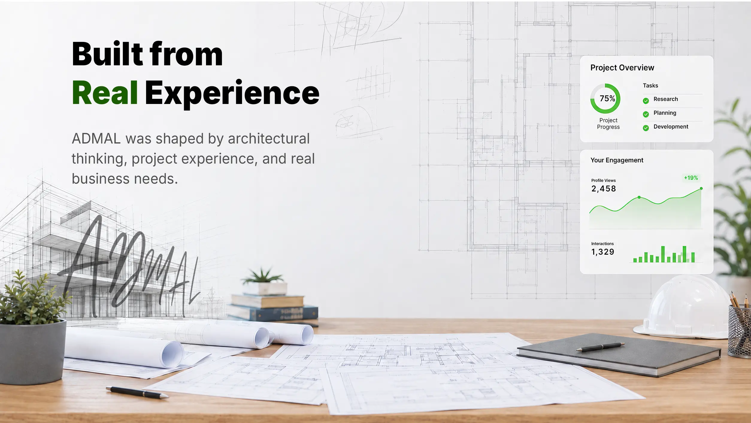 Built from real experience — architectural and project thinking translated into a clear digital system.